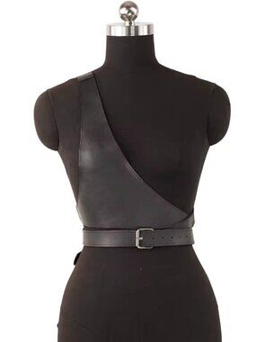 Women Wide Belt Gothic PU Leather Underbust Corset Harness